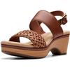 Clarks Sandali da donna Seannah Step con zeppa, Pelle marrone chiaro, 9 UK Wide