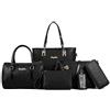 AlwaySky Borsa a Mano per le Donne 6 pezzi Set Borsa a Tracolla Spalla Pelle PUBorsetta Pochette e Clutch Handbag Nero