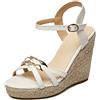 JIEEME sintetico sexy peeptoe fibbia cinturino zeppa sandali donna tacco alto con 11 cm décolleté per le donne grandi dimensioni t33-502, bianco, 37 EU