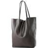 Modarno Shopper Bag a spalla in pelle con doppio manico, Shopper Large con tasca interna in pelle (Testa Di Moro)