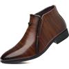 Generic Uomo Chelsea Boots Pelle PU Casual Chukka Stivaletti Cerniera Laterale Tirare su Stivali Abito per Uomo,Marrone,44.5 EU