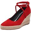 Lroey Reoly Décolleté Donna, Espadrillas Zeppa Moda Scarpe da Festa Tacco Alto Appuntito Criss Cross Strap con Plateau Rosso Numero 41 EU