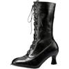 tinetill Stivaletti Donna Stivali Vittoriani Punk Gotici Stivali in Pelle PU Stivali a Mezza Gamba Vintage Stivaletti a Punta Stivali con Tacco Basso Stivali per Costumi da Festa Boot con Zip
