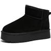 KaRFri Women's Classic Ultra Mini Platform Fashion Boot, Comfortable Warm Suede Leather Winter Anti-Slip Snow Boots (Black,35)