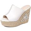 ANNIESHOE Sandali Donna Cuoio Comodi Bassi Frau Eleganti Wedge Zeppa Plateau Taccon Alto Estivi Bianco 39CN 38EU 24.5cm