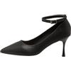 Wtharosa Pumps Donna Cavigliera Punta A Punta Tacco Kitten Nero Pelle Camoscio Opzioni Classiche Comode Altezza Tacco 5cm 7cm Matrimonio Ufficio Festa,Leather(Heel:7cm),34 EU