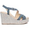 Nero Giardini E616020D Velour col. Avio Sandali per Donna in camoscio Blu con Zeppa Alta (Taglia 38)
