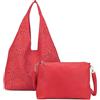 ANGELO Set di Borsa da Donna in Pelle PU, Hobo Bag a Spalla Traforata, Tote a Sacca con Pochette a Tracolla Regolabile, Elegante Capiente per Uso Quotidiano, Lavoro, Shopping, Università
