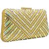 Boutique De FGG Pochette da donna con strass a forma di V, borsetta da sera glitterata, borsetta da sera, borsetta da matrimonio, mini, Oro, Mini