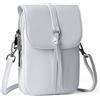 befen Piccola borsa a tracolla in vera pelle da donna, multi tasca per telefono cellulare, borsa a tracolla con blocco RFID slot per carte, bianco
