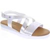 Valleverde 24200 Sandali Sportivi Donna Pelle Sintetica Argento Tacco Zeppa 2Cm Suola Gomma