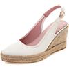 Lroey Reoly Scarpe Slingback da Donna, Espadrillas Zeppa Moda Décolleté Tacco Alto Appuntito con Plateau Bianco Numero 35 EU