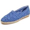 Feversole Round Toe Lace Ballet Crochet Flats,Scarpe comode e Traspiranti da Donna all'Uncinetto Blue- Maglia all'Uncinetto Juta 38 EU