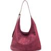HiTotes Borsa in Pelle Scamosciata Marrone Tote Hobo per Donna, Autunnale, Tracolla Morbida Grande, da Lavoro, 02-Rosso, 34cm