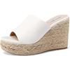 QUEEN HELENA Zeppe con Plateau Sandali Alti Casual Donna ZM9928 (Bianco, Sistema Taglie Calzature EU, Adulto, Donna, Numero, Media, 39)