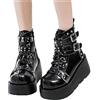 tinbarry Stivali Donna Stivali Invernali Alti al Ginocchio Stivali Punk Gotici con Plateau Stivali in Pelle PU Stivaletti con Zeppa Vintage Stivali con Tacco Largo Boot con Cerniera