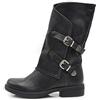 IF Fashion Scarpe da Donna Stivali Stivaletti Biker Fibbie Anfibi Polpaccio Largo G620 Nero 37