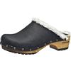 Sanita Hese | Zoccoli Aperti da Donna | Zoccoli in Pelle con Suola in Legno | Prodotto Originale Fatto Mano | Nero | 38