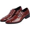 ETZRYSYB Scarpe da uomo in pelle derby da uomo, mocassini da lavoro, scarpe da uomo in finta pelle con motivo coccodrillo, scarpe di design per uomo, Rosso vinaccia, 39 2/3 EU