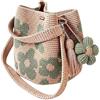 Generisch Borsa tote all'uncinetto, borsa a tracolla con motivo floreale, borsa da spiaggia lavorata a maglia, per feste, viaggi, vacanze, attività all'aperto, shopping, uso quotidiano e per ragazze