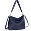 befen Borse a tracolla in vera pelle per donna Borsa Hobo grande Borse a spalla Borsette da donna con 2 cinghie, blu navy, 11.8 x 3.9 x 10.2 inches