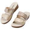 CLEIKS Sandali Aperti Donna con Chiusura a Strappo Pelle Scarpe Estive Sandalette Plateau Sandali Estate Donna Scarpe per Diabetici (Beige, 40 EU, WCL260423-8)