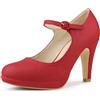 Allegra K Décolleté da donna con plateau, punta tonda, cinturino alla caviglia, tacco, Rosso, 38 EU