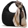 Steve Madden Borsa hobo donna Daenrys in paglia, Nero, Taglia unica