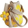 Generisch Borsa tote all'uncinetto, borsa a tracolla con motivo floreale, borsa da spiaggia lavorata a maglia, per feste, viaggi, vacanze, attività all'aperto, shopping, uso quotidiano, per ragazze e