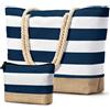 oscaurt Borsa da spiaggia XXL, borsa shopper da donna, impermeabile, con chiusura lampo, borsa da viaggio pieghevole, Blu scuro vuoto, L