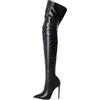 Generic Stivali alti da donna, sopra il ginocchio, tacco a spillo, eleganti e confortevoli, impermeabili, a punta, elastici, in ecopelle, con cerniera, Nero , 38.5 EU