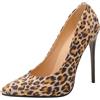 XIEPP décolleté sexy a spillo con punta a punta - Tacchi alti da infilare, da donna, design minimalista e classico con tacco ultra sottile, Stampa leopardata gialla, 49 EU
