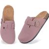 LANGDU Sabot Uomo Donna Pelle Scamosciata Chiuse Ciabatte Comode Scarpe Rosa 42 EU