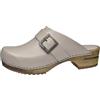 Sanita Urban | Zoccoli Aperti da Donna | Zoccoli in Pelle con Suola in Legno | Prodotto Originale Fatto Mano | Grigio | 36
