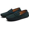 LZQpearl Mocassini Penny da Uomo, Scarpe Basse da Uomo in Pelle Scamosciata, Slip on Boat Deck Casual Mocassino Pantofole per Unisex Adulti E Adolescenti (Green,47)