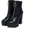 TNMIUH Stivali da Donna con Plateau Cerniera, Tacco Blocco Alto 11,5 cm, Sexy Eleganti Tronchetti, Disponibile in Nero e Marrone,Nero,41.5 EU