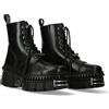 NEW ROCK Stivaletto Militare WALL M-WALL083CCT-S9 in pelle bovina colore acciaio nero, stile rock urbano con piattaforma rinforzata, suola cucita, design unisex TAGLIA 39