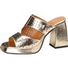 TNMIUH Sabot Donna con Tacco Largo e Plateau, Sandali Eleganti con Motivo Traforato, Mules a Punta Aperta per Feste e Matrimoni - Oro, Argento, Nero, Beige,d'oro,37 EU