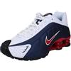 Nike Shox R4 GS - Scarpe da corsa Cw2626, Blu navy/Bianco/Argento metallizzato/Rosso palestra, 5 Big Kid