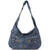 Angel Kiss Borse da donna grandi borse a tracolla hobo in pelle Vagen multi-tasca tote bag da donna borse di design con borchie, Blu, Large
