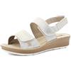 inblu Sandali Donna in Ecopelle con Doppia Fascia e Chiusura Regolabile a Strappo, Plantare in Pelle, Bianco, 40