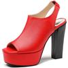Lroey Reoly Sandali da Donna, Scarpe Slingback con Tacco Alto E Punta Aperta Senza Chiusura Tacco a Blocco Sandali Slingback con Plateau, 9170Bmh Rosso Numero 39 EU