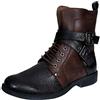 ELONG Stivaletti Elmo Punk Roccia Gotico da Uomo Marrone Zip Motociclista Fibbia in Pelle 42