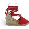 Pinaz Espadrillas in Tela con Zeppa Corda Rosso 100/5 (Rosso, Sistema Taglie Calzature EU, Adulto, Numero, Media, 39)