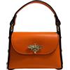Modarno mini borsa in Vera pelle dollaro con chiusura a moschettone a forma di ape, borchie laterali, catena metallica rimovibile, manico in pelle