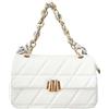 ANGELO Borsa a Tracolla da Donna, Borsetta a Mano Trapuntata con Catena e Foulard, Piccola Borsa Messenger in Pelle PU, Pochette Hobo a Spalla Elegante con Chiusura Magnetica e Zip (Bianco)