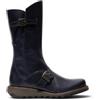 Infinity Leather Fly MES 2 Stivali Donna Blu in Pelle con Zeppa, Fibbia e Plateau
