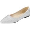 FGRID Scarpe Basse da Donna con Ballerine da Sposa, Scarpe da Ballo per Damigelle d'Onore con Punta Chiusa con Paillettes, Ballerine Eleganti con Ballerine in Ecopelle,Argento,34