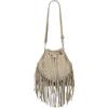 Modarno Borsa a Secchiello in Pelle Scamosciata con Frangia 26x13x26 cm