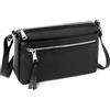 befen Borsa a tracolla da donna in vera pelle, piccola borsa a tracolla da donna, con scomparti per carte di credito RFID, Nero
